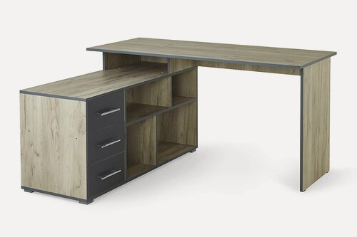 Изображение товара Угловой письменный стол Краст-02, 140х75х123 см, цвет дуб крафт серый/антрацит