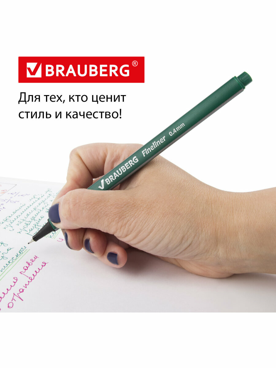 Линеры (капиллярные ручки) для письма и рисования, скетчинга Brauberg 4 шт, Ассорти, Aero, трехгранные, металлический наконечник, линия письма 0,4 мм, 141524 — фото 1