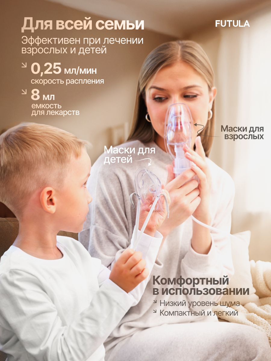 Компрессорный ингалятор небулайзер Futula CN10 для детей и взрослых — фото 1