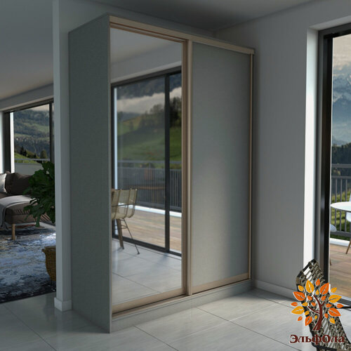 Изображение товара Шкаф-купе ЭльфОла "Гранд" 110*45*240 см, серый, профиль золото