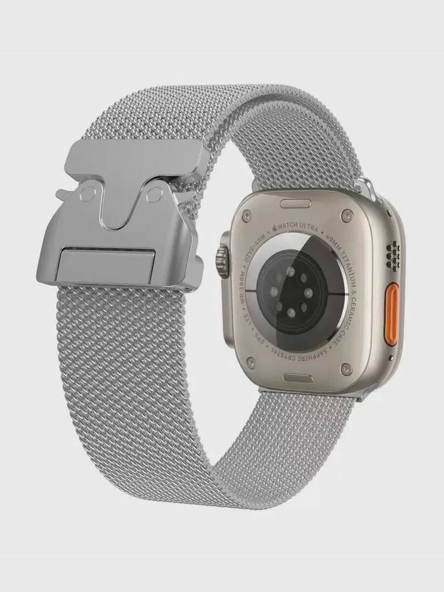 Ремешок для Apple Watch 49 / 45 / 44 mm Natural Titanium New Milanese Loop — фото 1