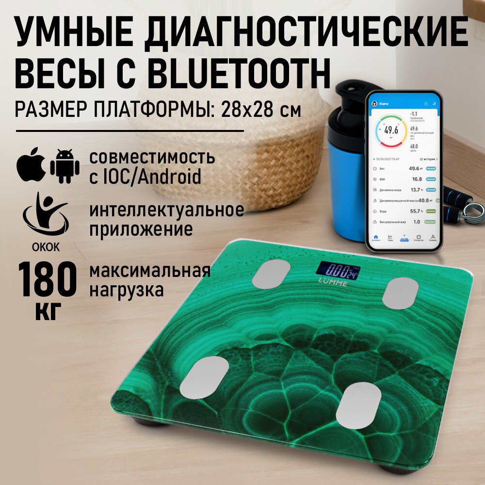 Весы напольные умные LUMME LU-1333 малахит