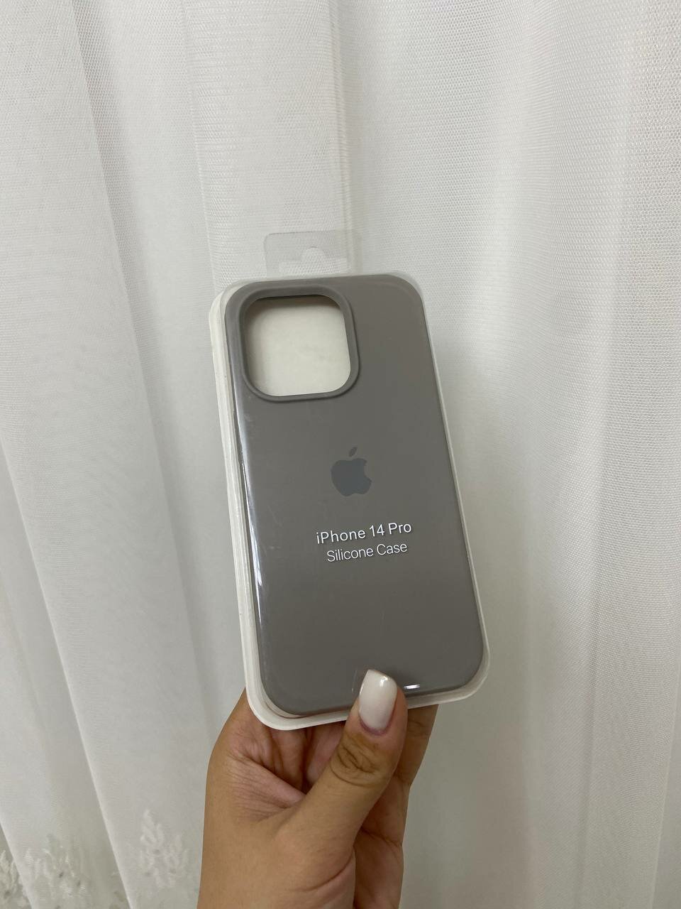 Чехол "Серый", для iPhone 14 Pro, силиконовый, противоударный, поддержка беспроводной зарядки