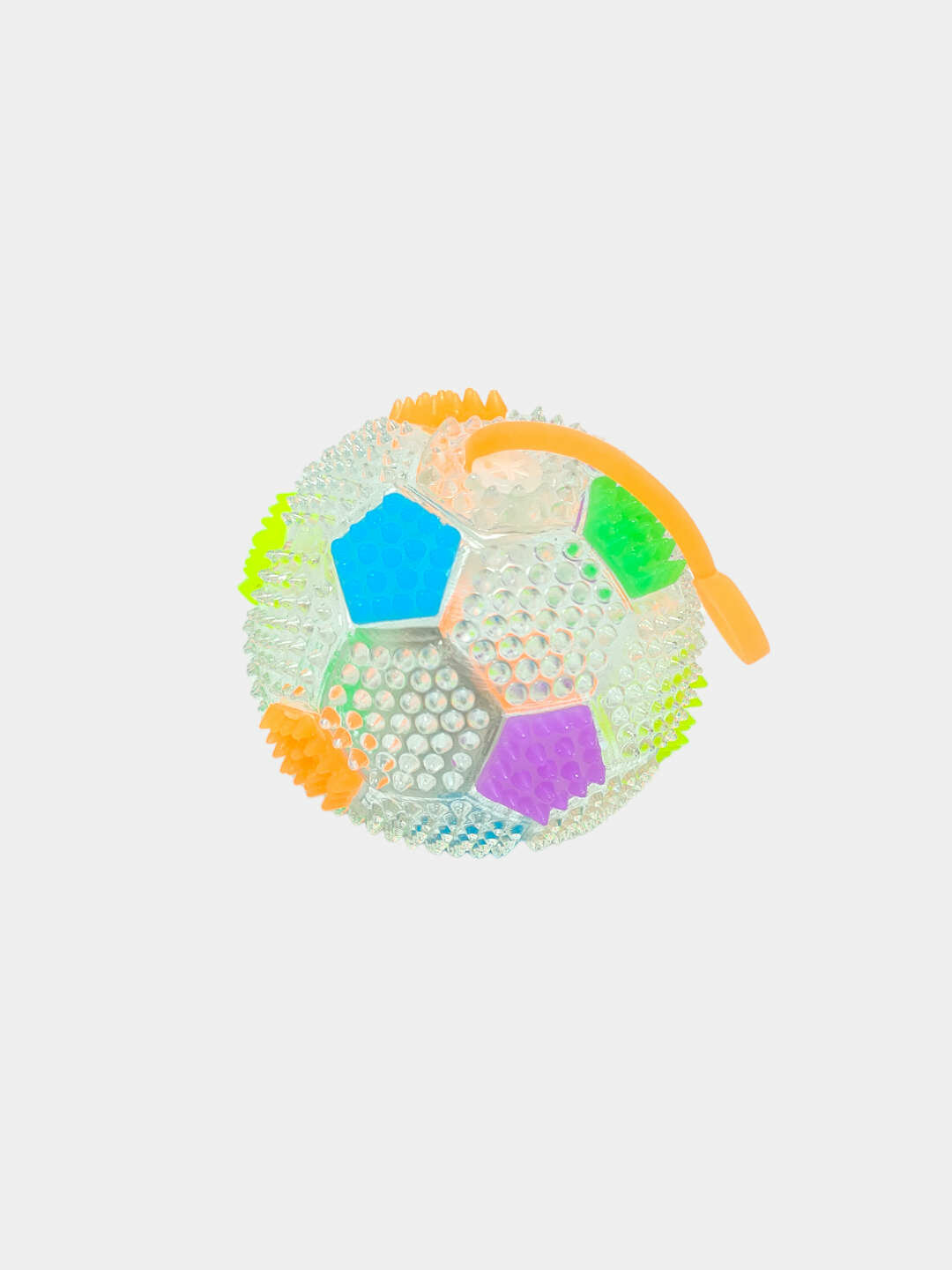 Светящийся мячик с шипами, Тактильный и развивающий, Для малышей и сенсорного развития, Водонепроницаемый Код. 02616