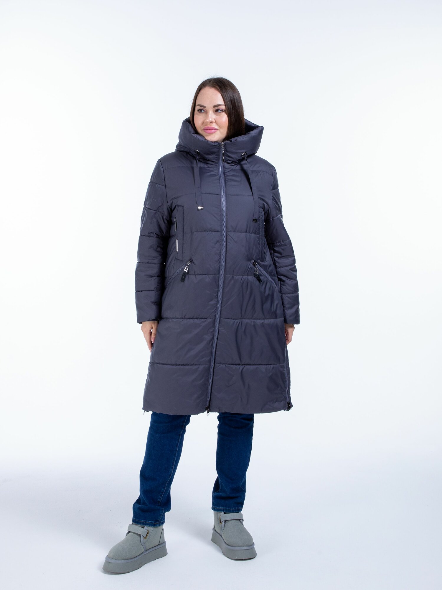 Пуховик  Осень-зима 2025, размер 48, темно-синий
