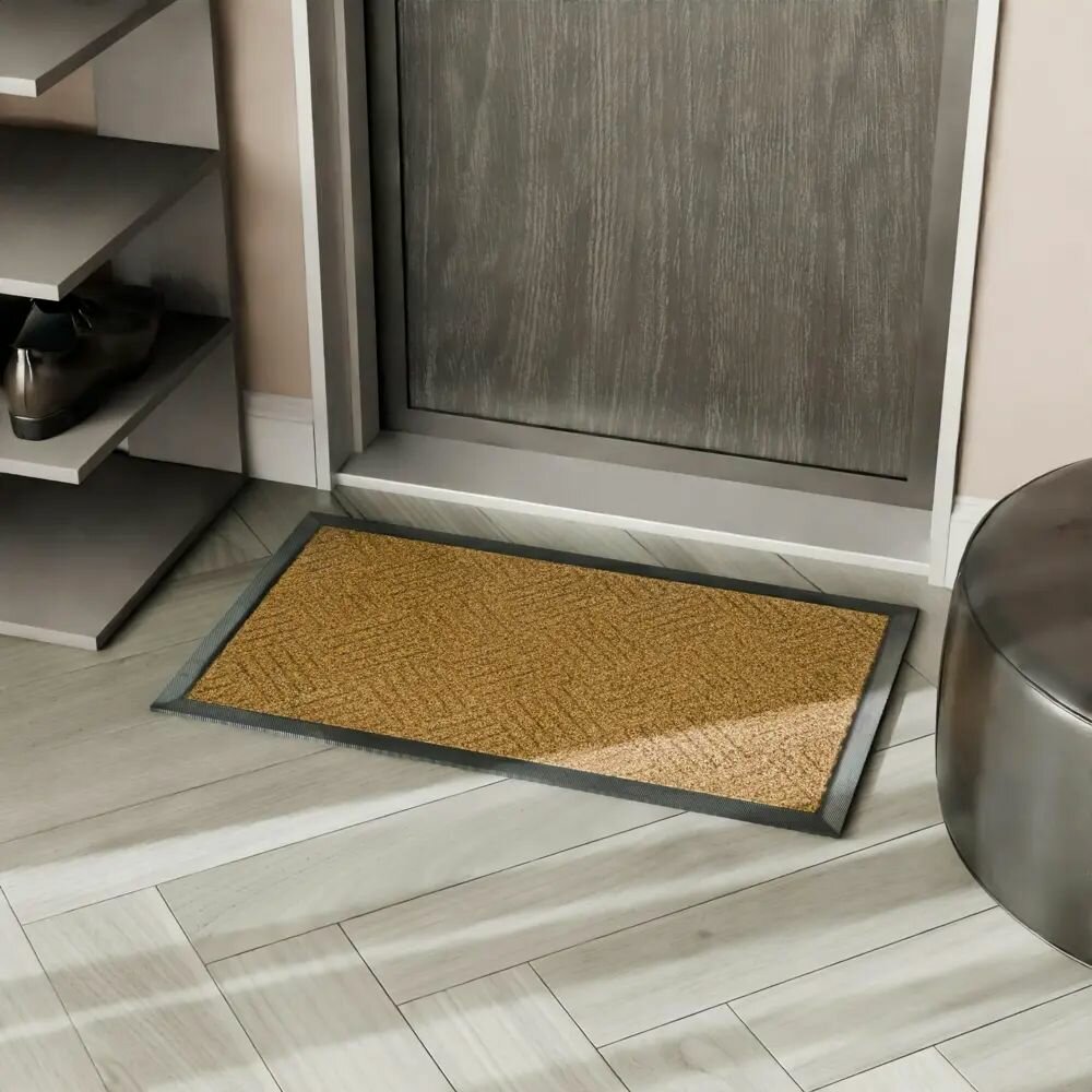 Коврик грязезащитный полипропилен Травка 45x75 цвет коричневый