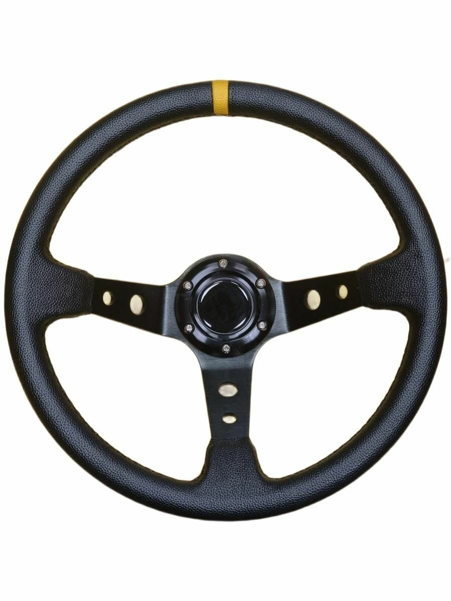 Руль спортивный экокожа с выносом, черный