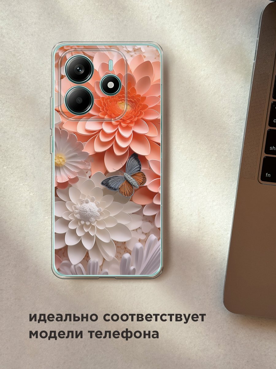 Чехол на Xiaomi Redmi Note 14 4G / Редми Нот 14 4G с принтом "Бумажные цветы" — фото 1