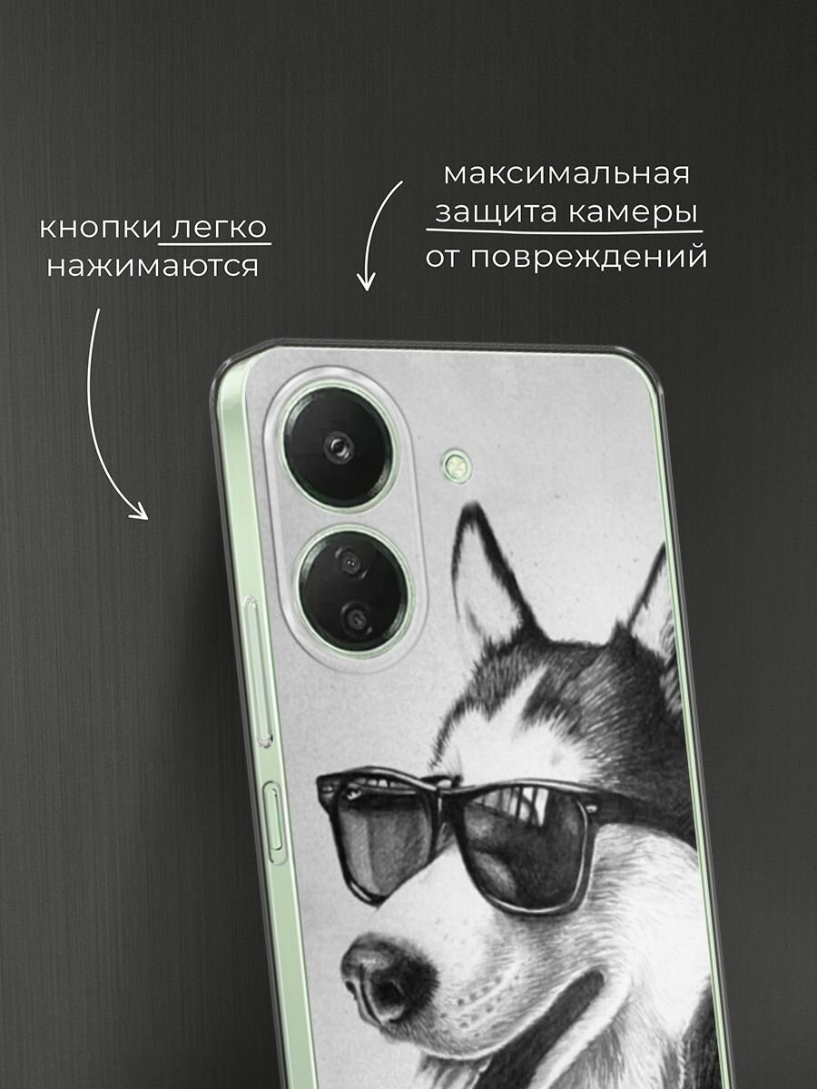 Чехол на Xiaomi Redmi 13C/Poco C65 / Сяоми Редми 13C/Поко С65 с принтом "Крутой Хаске" — фото 1