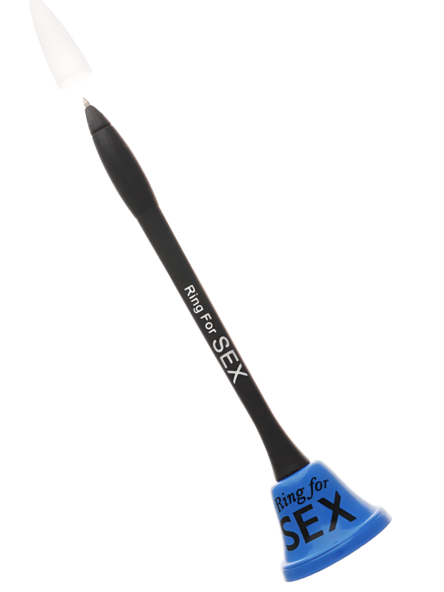 Ручка колокольчик синий "Ring for SEX", ручка-игрушка, шариковая, синий стержень, с приколом — фото 1