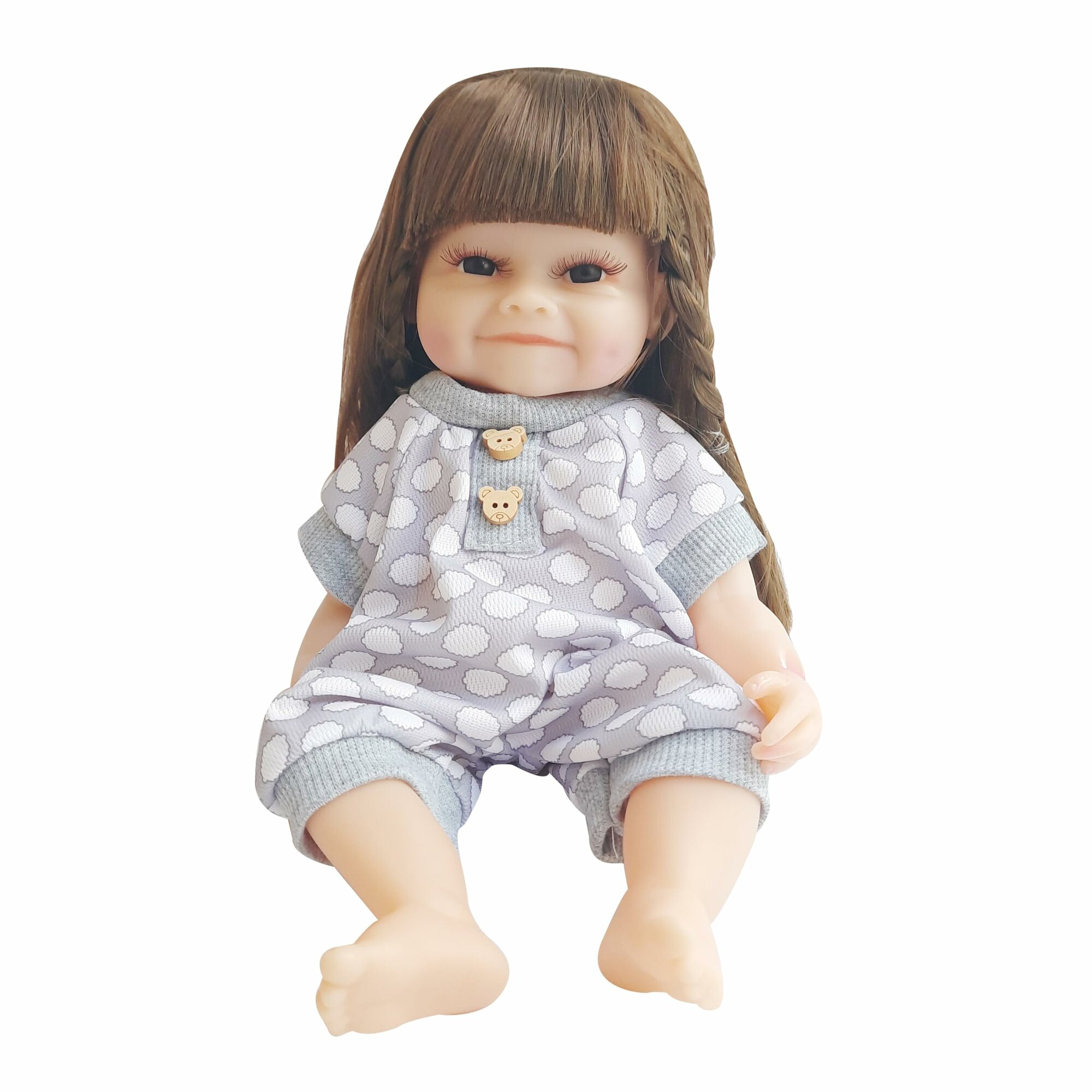 Реалистичная кукла реборн в костюмчике 30см в подарочной коробке