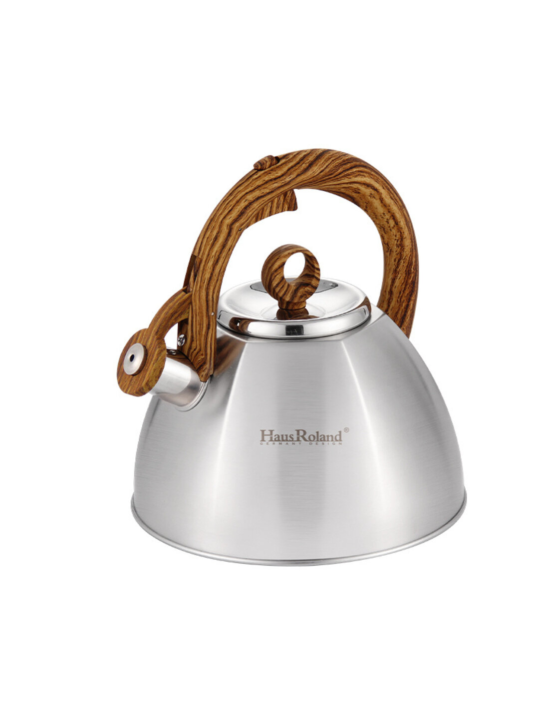 Haus Roland чайник 3L из нержавеющей стали с древесной ручкой и свистком