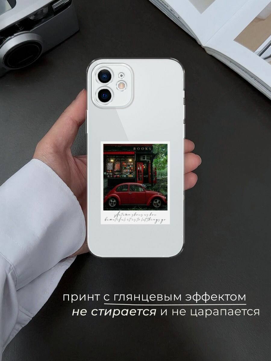 Чехол на Apple iPhone 12 mini / Айфон 12 Мини с принтом Осенний палароид красный — фото 1
