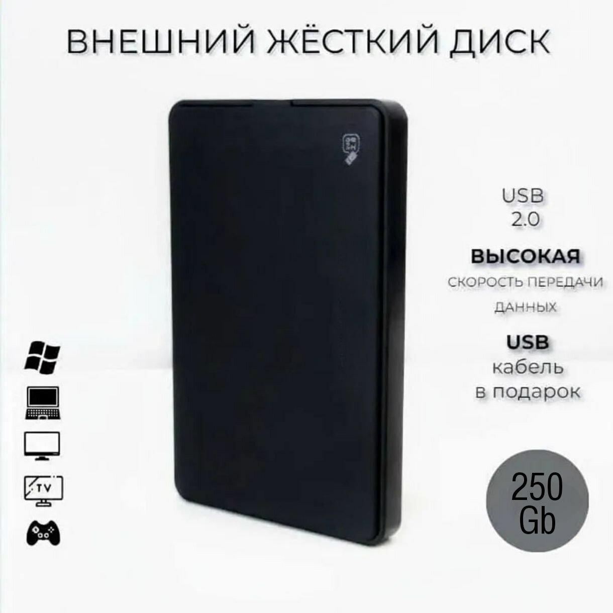 250 Гб Внешний жесткий диск HDD USB 2.0 (Е1)