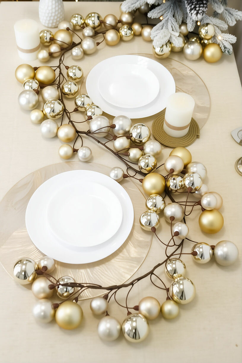 Гирлянда из шаров 4-6 см новогодний каскад: жемчужный, пластик, 180х14 см, Winter Deco 1097081