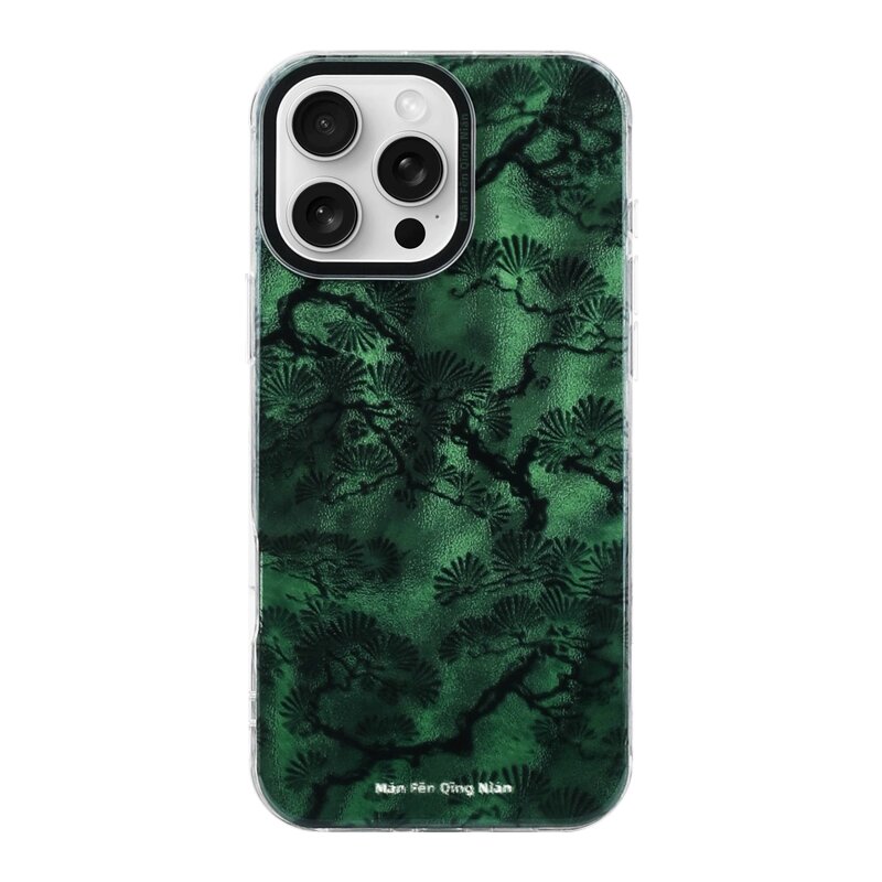 Чехол с frosted градиентом и блестками для iPhone 14 Pro Max с зелеными акцентами премиум защита