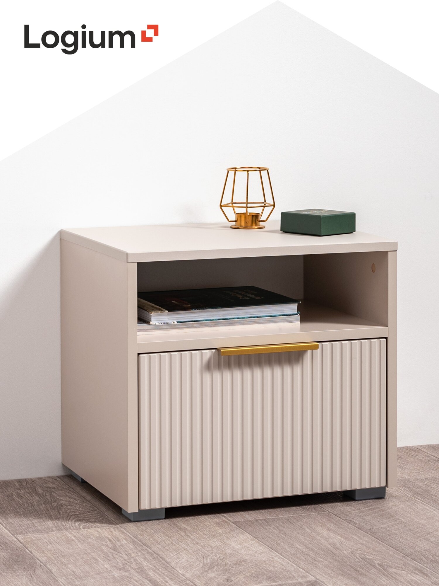 Тумба прикроватная напольная с ящиком LOGIUM Клео 16.168 Кашемир Моно керамика