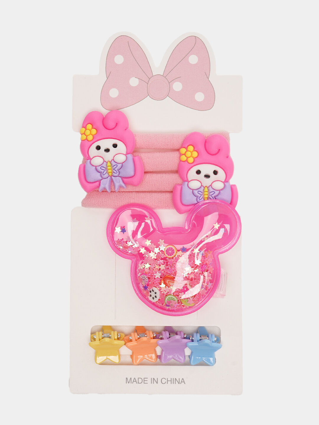 Набор четыре резинки + четыре маленких заколки и одна больщая заколка, набор для принцессы