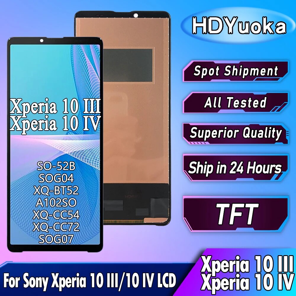 6,0-дюймовый TFT-дисплей для Sony Xperia 10 III, сенсорный экран, дигитайзер в сборе, для Sony Xperia 10 IV, замена дисплея, ремонт