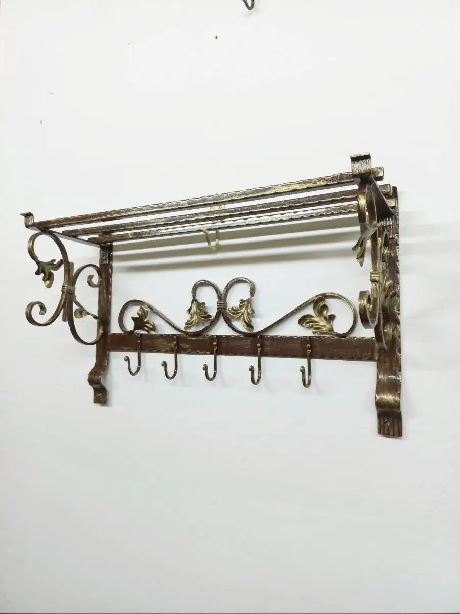 Вешалка настенная, кованая, Студия кованой мебели Нива, цвет темно-коричневый — фото 1