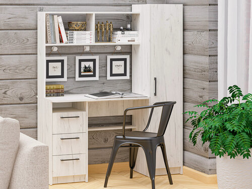 Изображение товара Стол письменный с пеналом и тумбой Пирамида Комфорта Фронда-11 крафт светлый левый 3 ящика