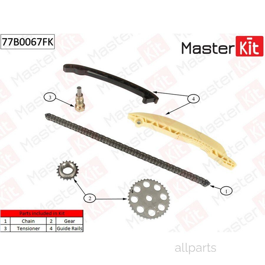 MASTERKIT 77B0067FK Комплект цепи ГРМ FordFiesta V 1.3i A9JB 01 MASTERKIT 77B0067FK