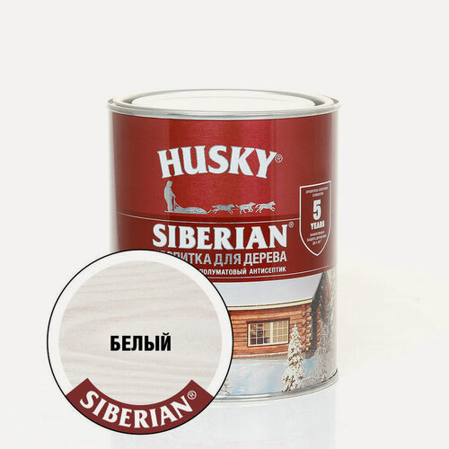 Изображение товара Пропитка Husky Siberian для дерева, полуматовая, белая, 0,9л