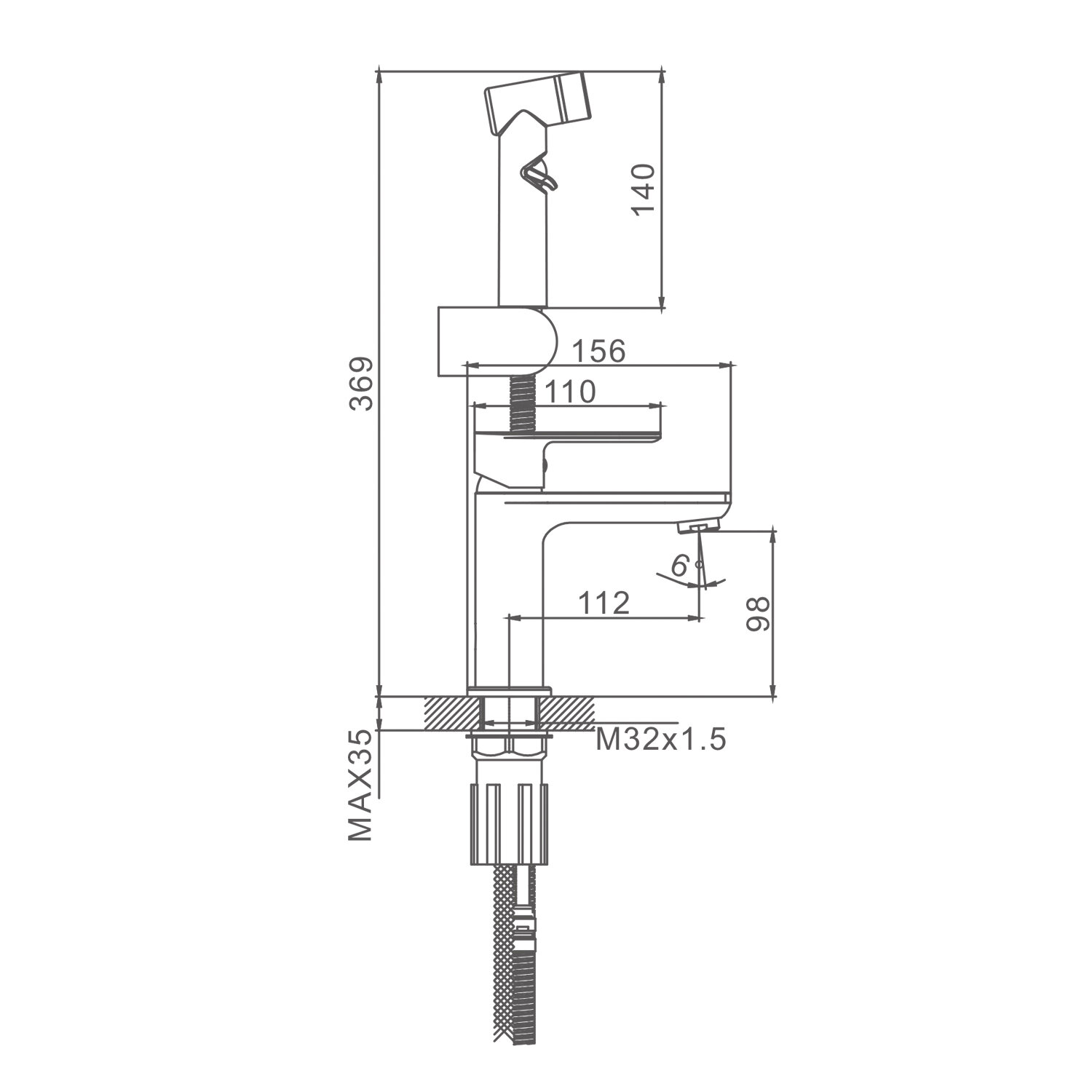 Смеситель для раковины Splenka S05.12, с гигиеническим душем, латунь, хром — фото 1