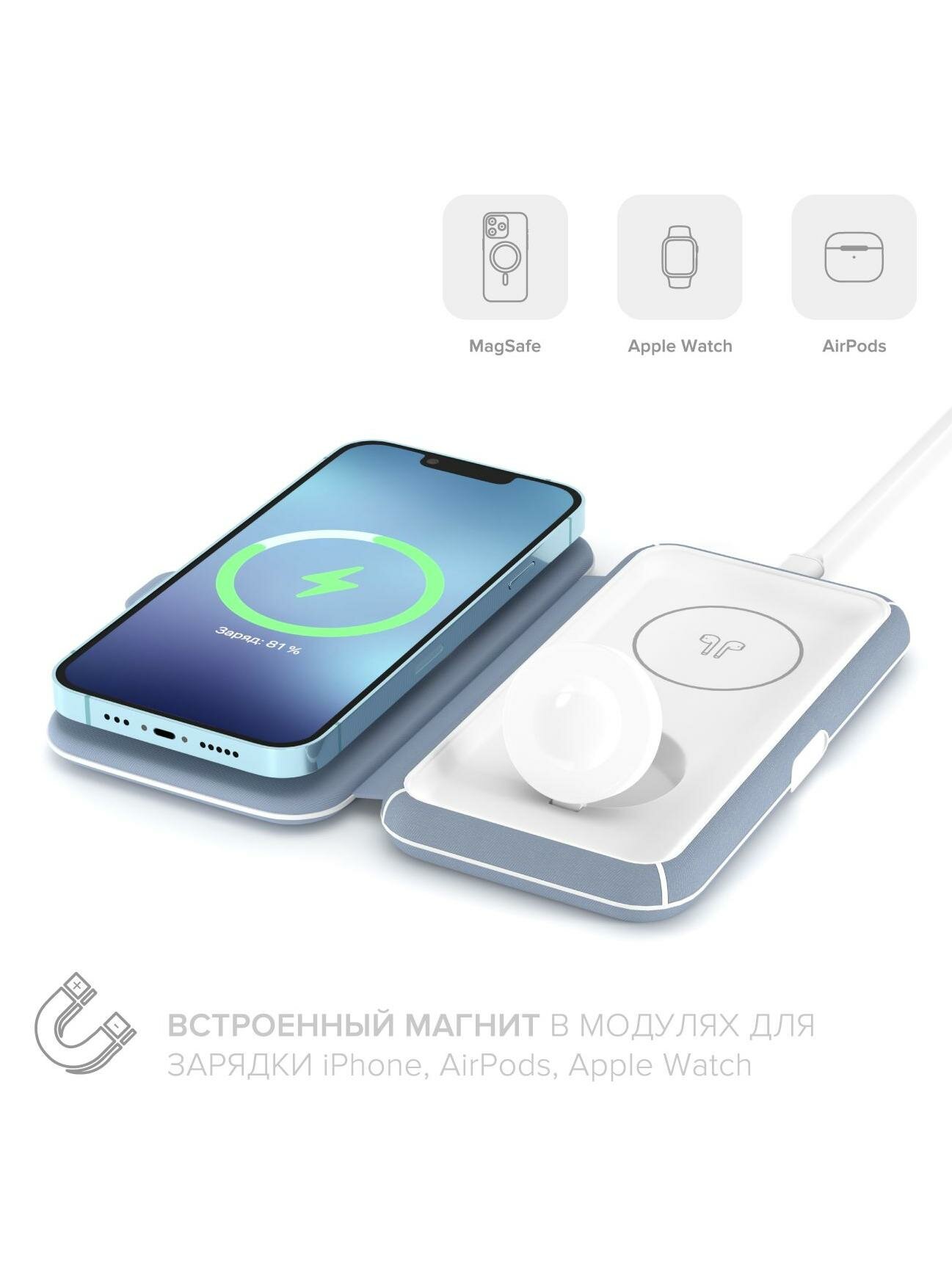 Беспроводное зарядное устройство MFI LYAMBDA Premium LMS301_BL — фото 1