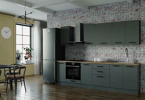 Изображение товара Кухонный гарнитур Sanvut Антрацит-2800 столешница 38 мм, каркас ЛДСП, фасад ЛДСП, Антрацит