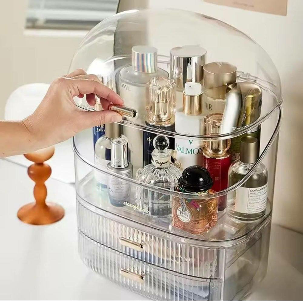 Органайзер для косметики и парфюмерии Clear Box, с двумя выдвижными ящиками и прозрачным корпусом