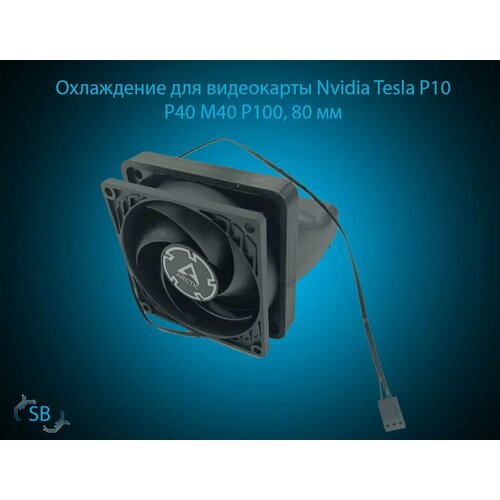 Охлаждение для видеокарты Nvidia Tesla P10 P40 M40 P100, 80 мм