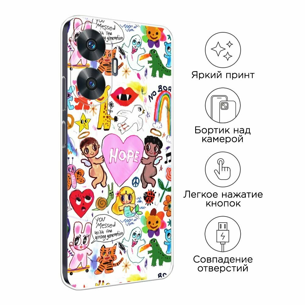 Силиконовый чехол на Realme C55 / Реалми C55 с принтом "Милые рисунки" — фото 1