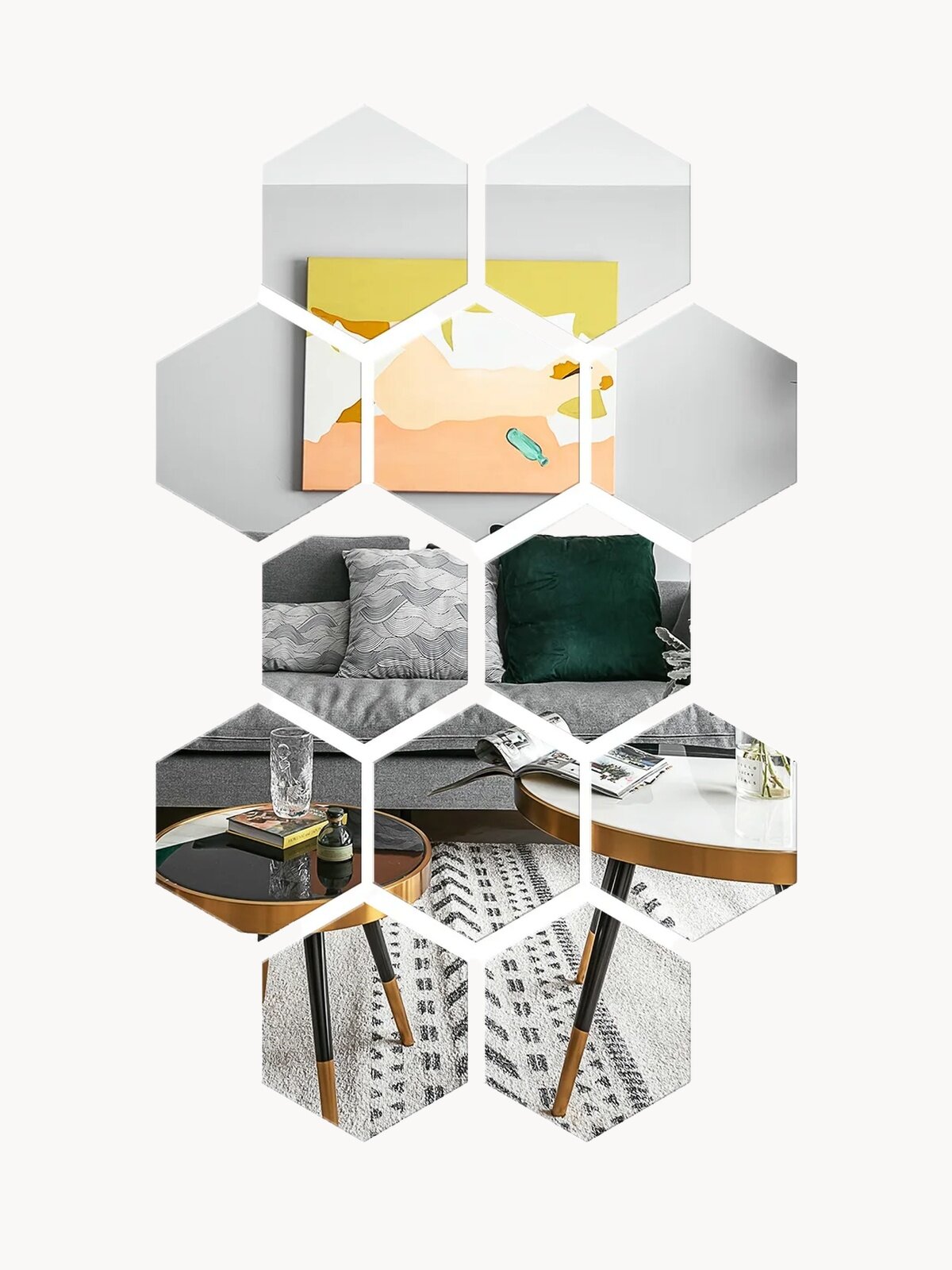 Интерьерные наклейки Anshery "Соты", на стену, зеркальные, 12шт