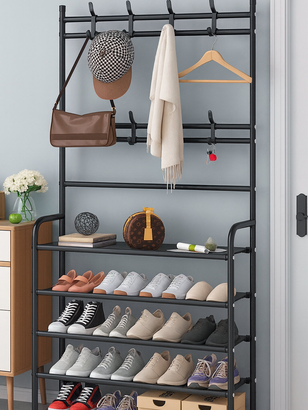 Напольная вешалка с пятью вместительными полками 60х170х26 см — фото 1