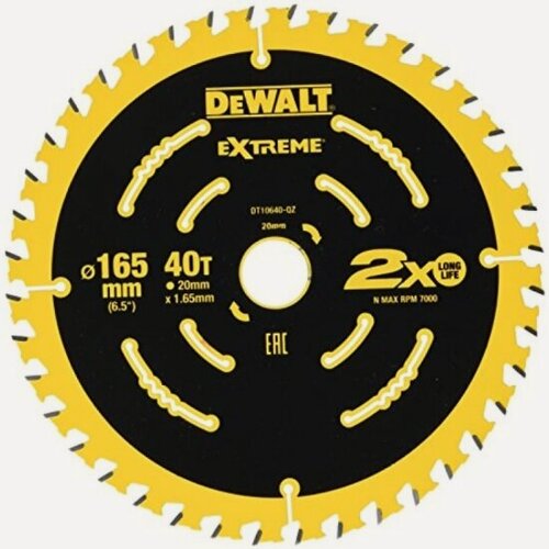 Изображение товара Диск пильный Dewalt DT10640-QZ, EXTR 165/20, 1.65, 40 WZ +18°