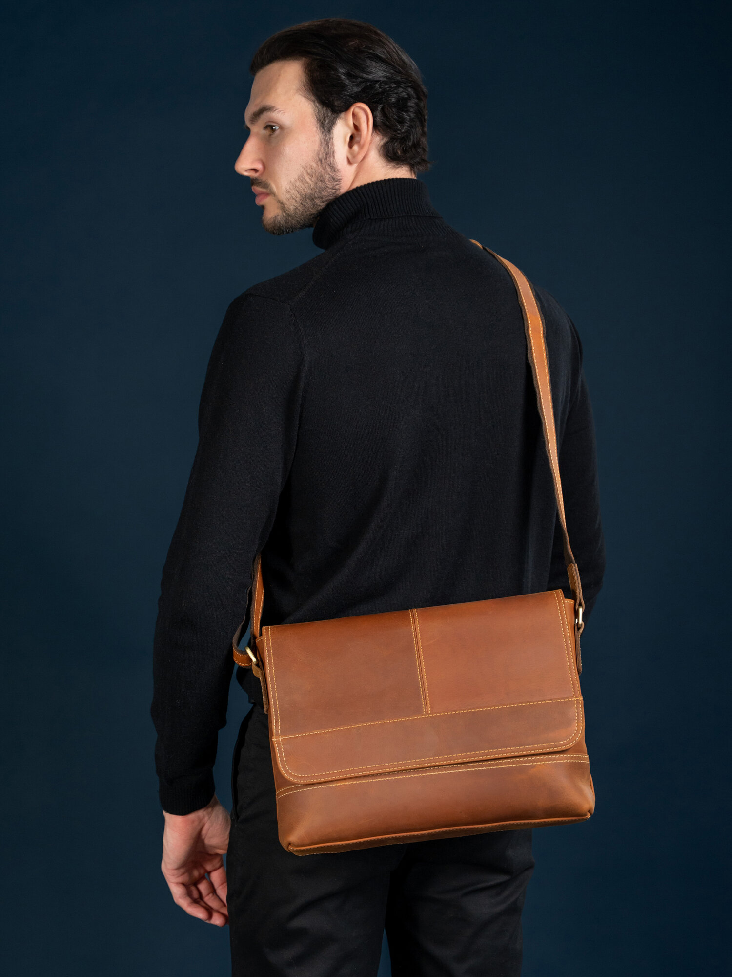 Сумка планшет FAUSTINI Сумка мужская кожаная, фактура гладкая, матовая, коричневый — фото 1