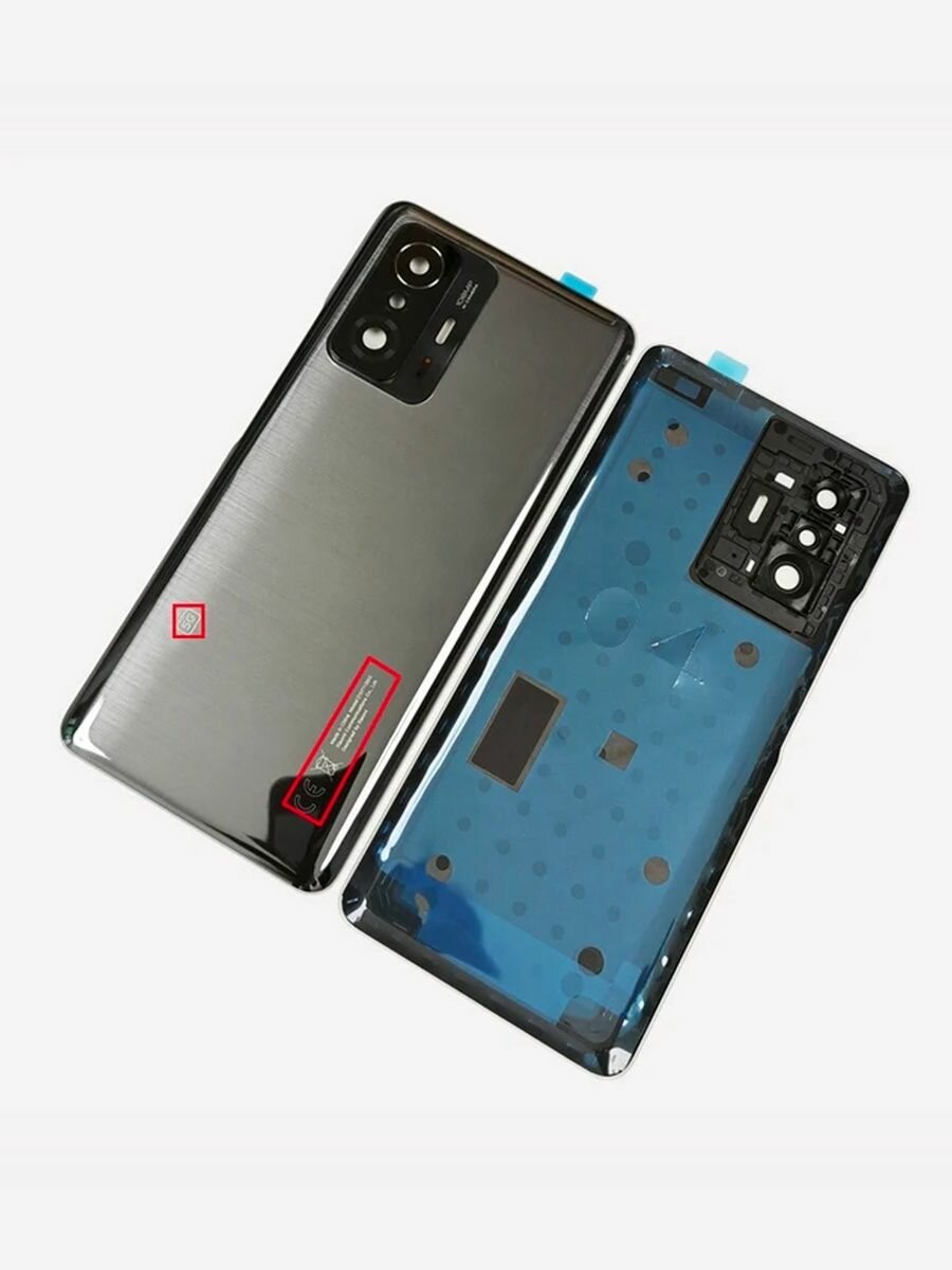 Задняя крышка для Xiaomi 11T / 11T Pro Цвет: Серо-черный (со стеклом камеры) качественная копия