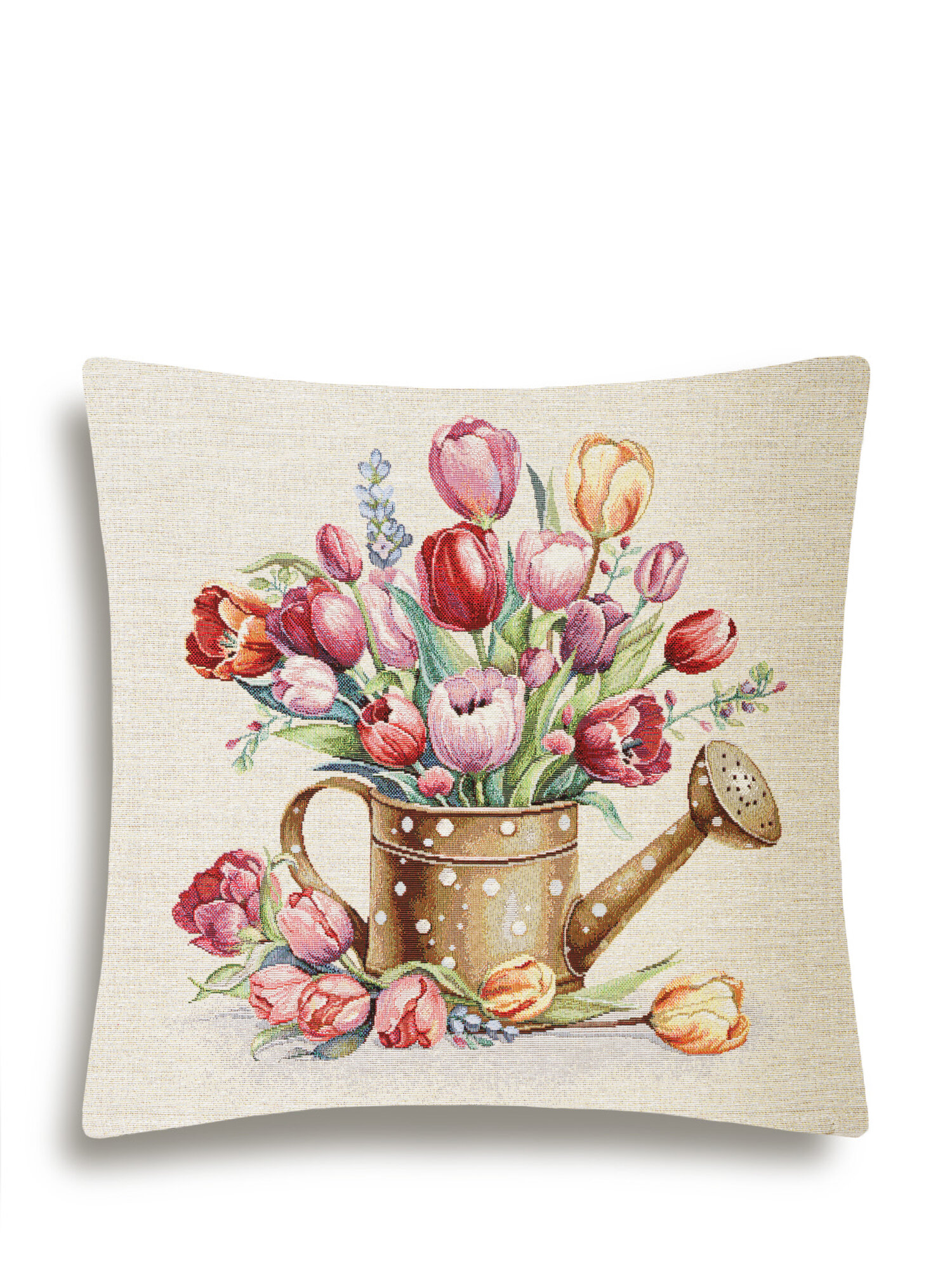 Наволочка гобеленовая Le Gobelin Тюльпаны фон Лейка 45х45 см