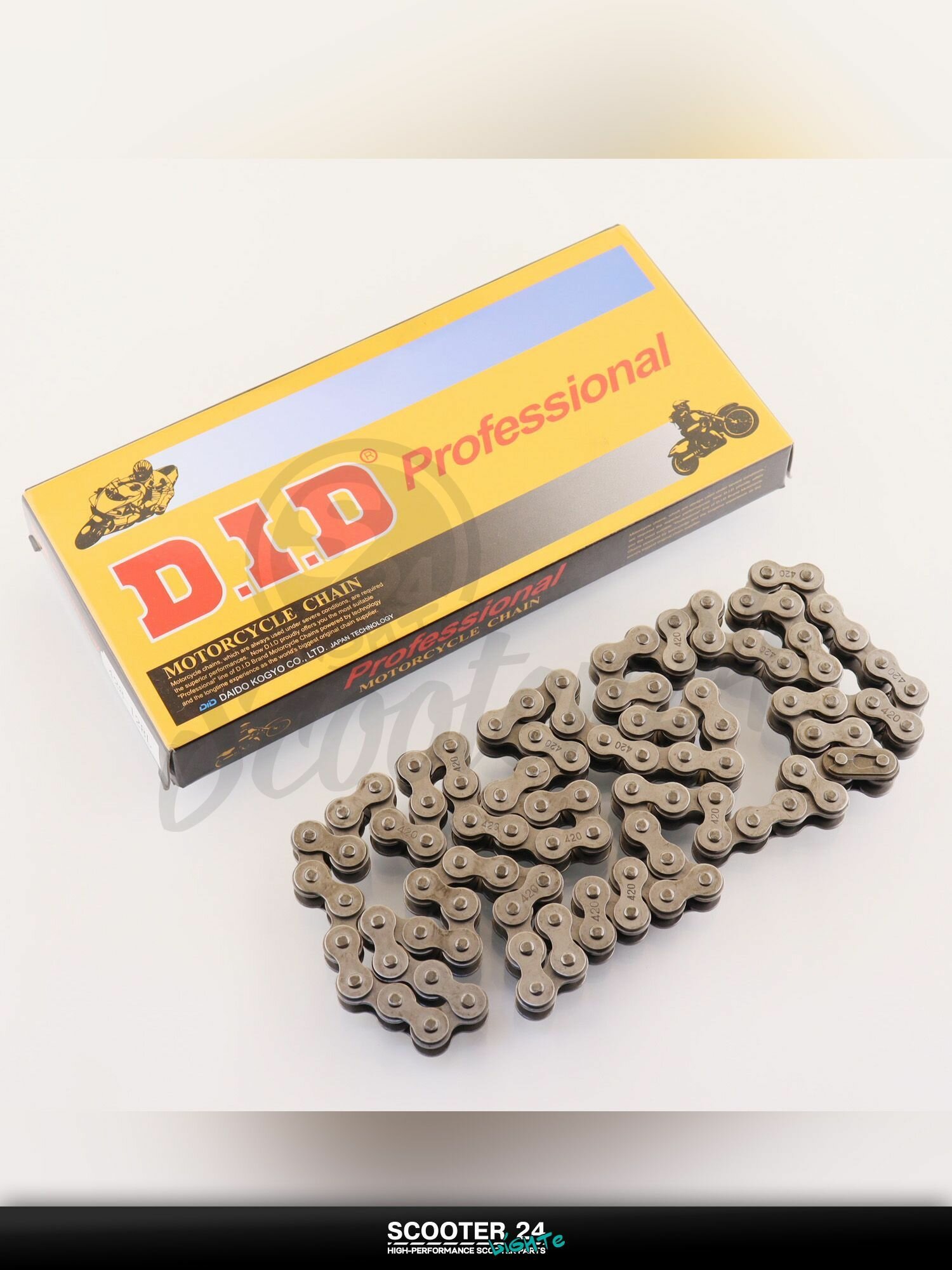 Цепь трансмиссии 420-94L для мопеда и мотоцикла Delta, Alpha, Zongshen ZUBR "DID"