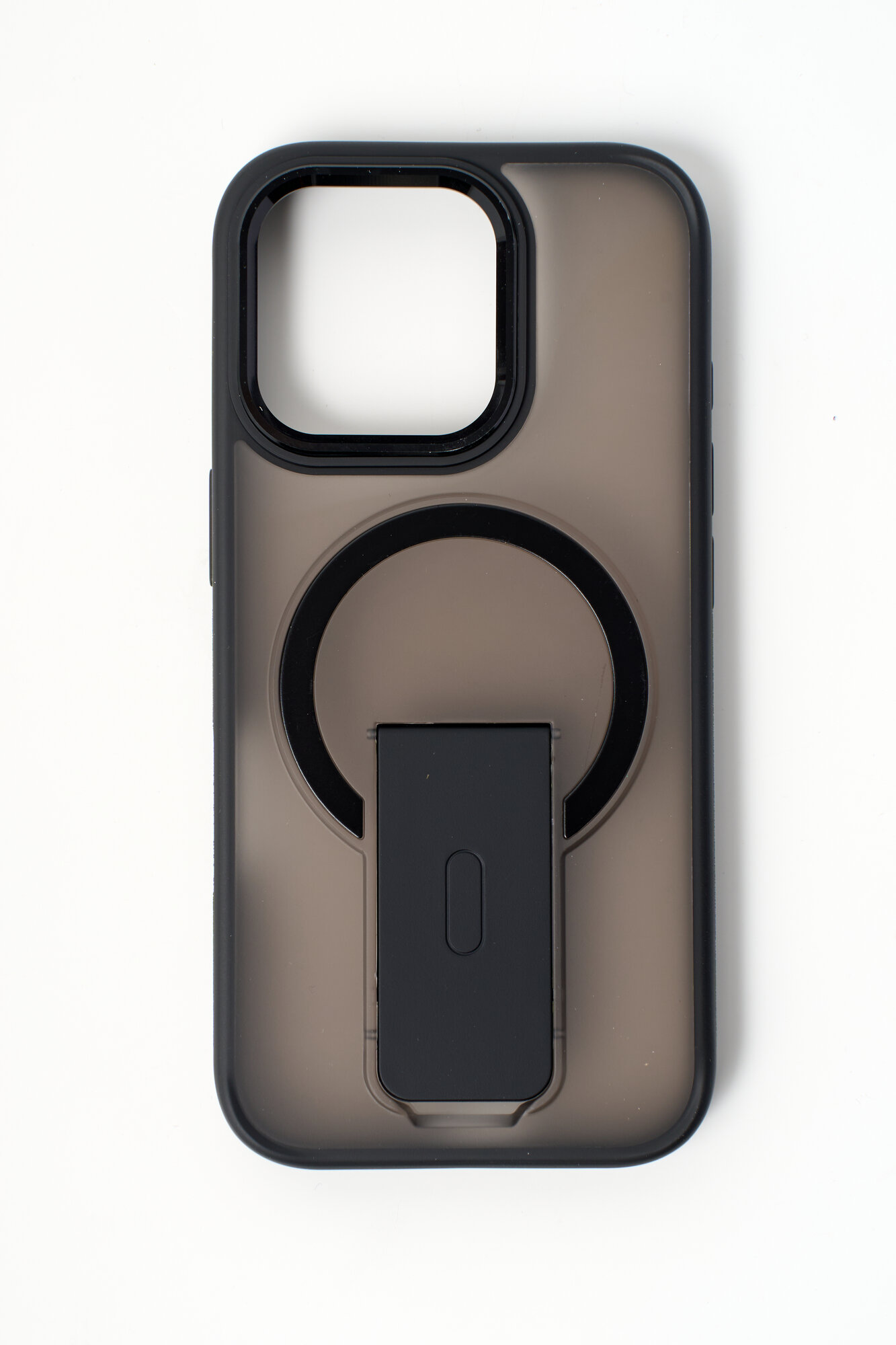 Чехол на Айфон 16 Про Макс (iPhone 16 Pro Max) с поддержкой беспроводной зарядки и подставкой, черный