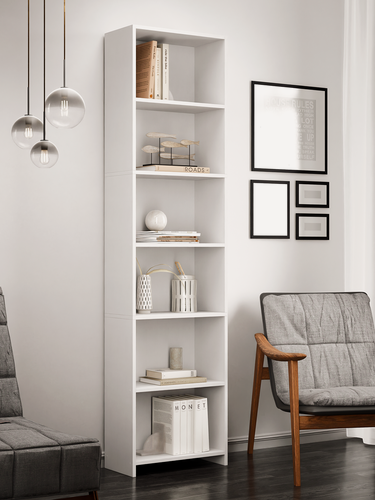 Изображение товара Стеллаж MFMaster Fain-6, универсальный, белый, ЛДСП, 195х50х25 см