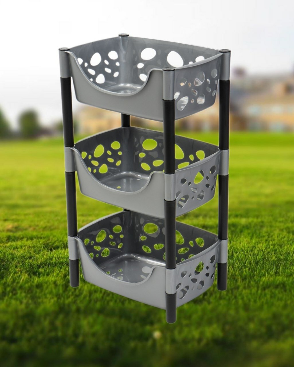 Этажерка пластиковая для кухни, ванной, спальни, сборная для хранения вещей.