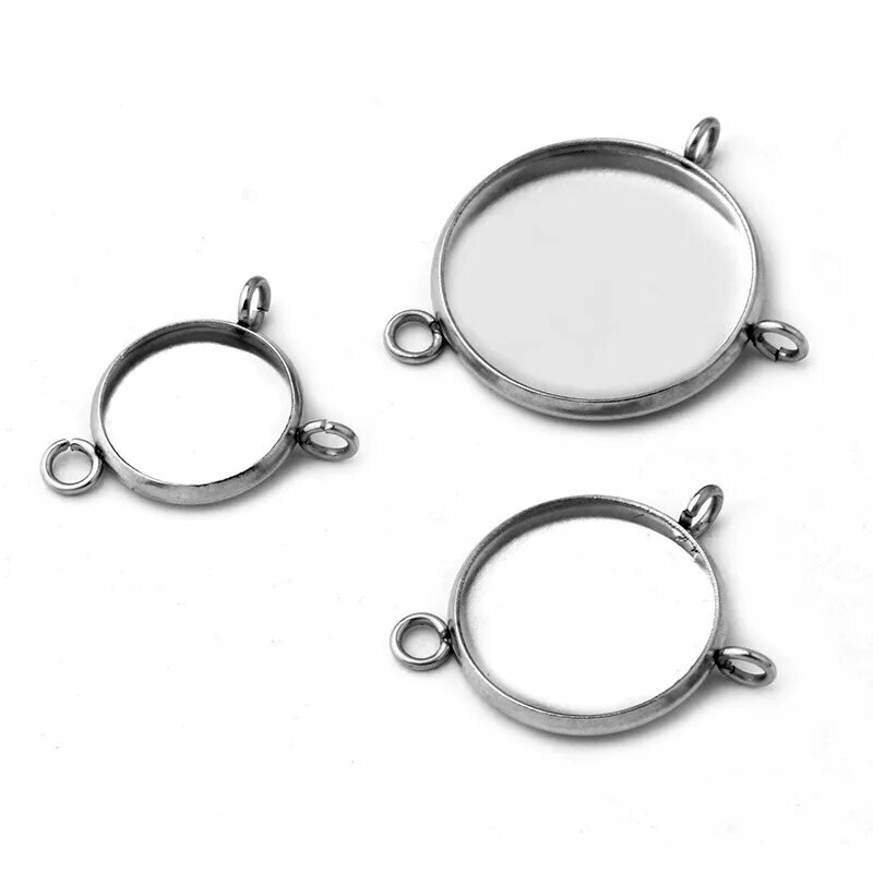 Металлический круглый коннектор для кабошона JiangXuan 12-25 мм 15pcs 16mm