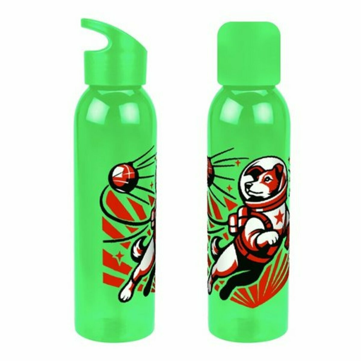 Бутылка для воды «Собака космонавт и спутник . Ретро СССР» (зеленое яблоко)