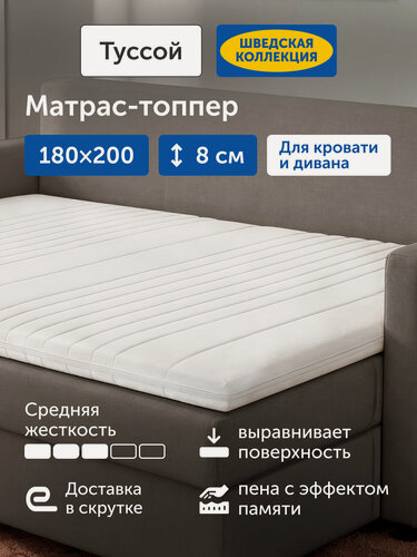 Изображение товара Матрас-топпер IKEA/Икеа тонкий матрас Туссой, 180х200 см