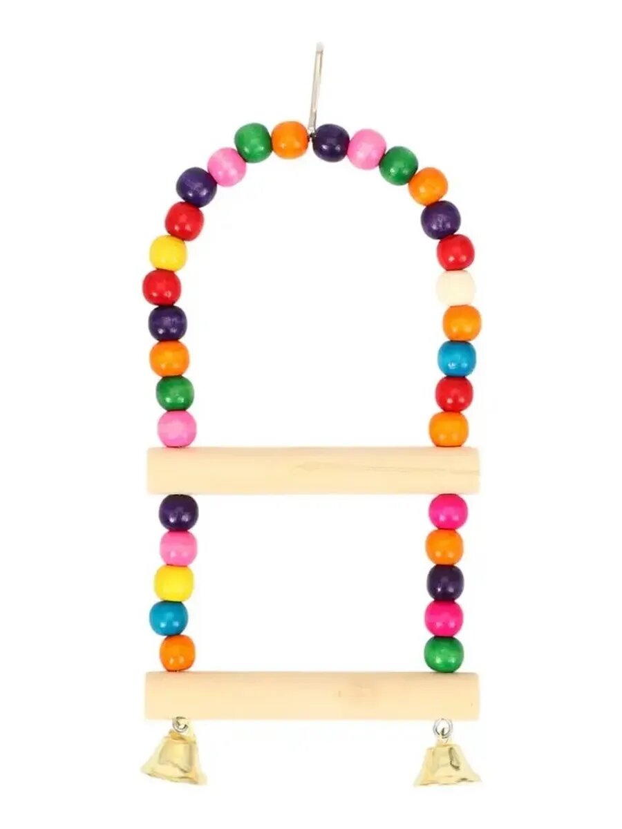 Яркие качели для птиц с деревянной жердочкой