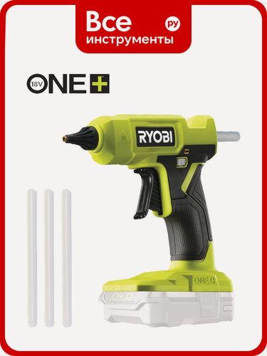 Изображение товара Клеевой пистолет Ryobi 18В RGLU18-0, светодиодная индикация, аккумуляторный, регулируемая температура