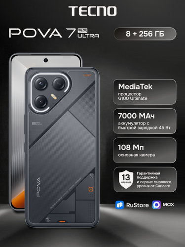 Изображение товара Смартфон TECNO POVA 7 Ultra 5G 8/256ГБ, черный (geek black)