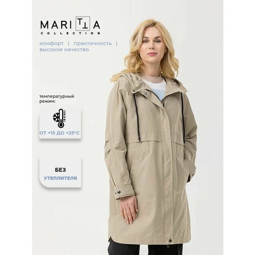 фото Плащ maritta, размер 46, светло-коричневый